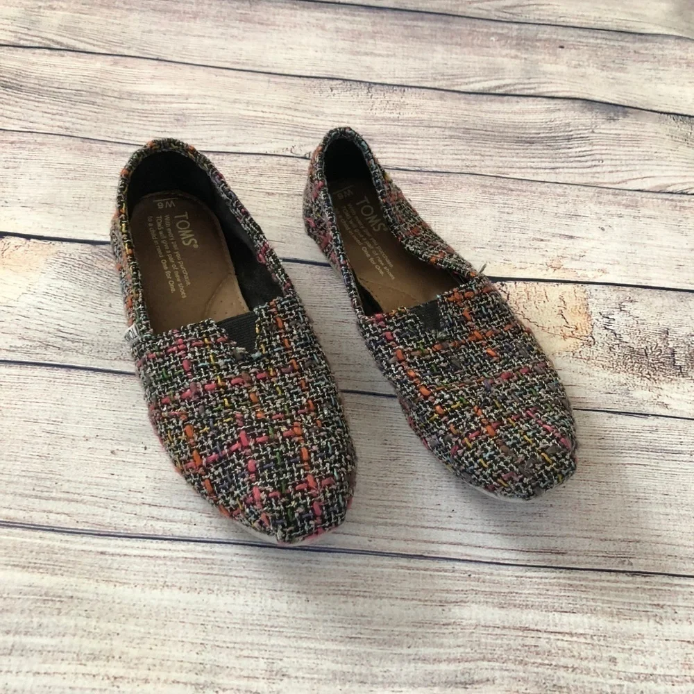 Tom's Classics Women's Tweed Slip-On Shoes Size 6